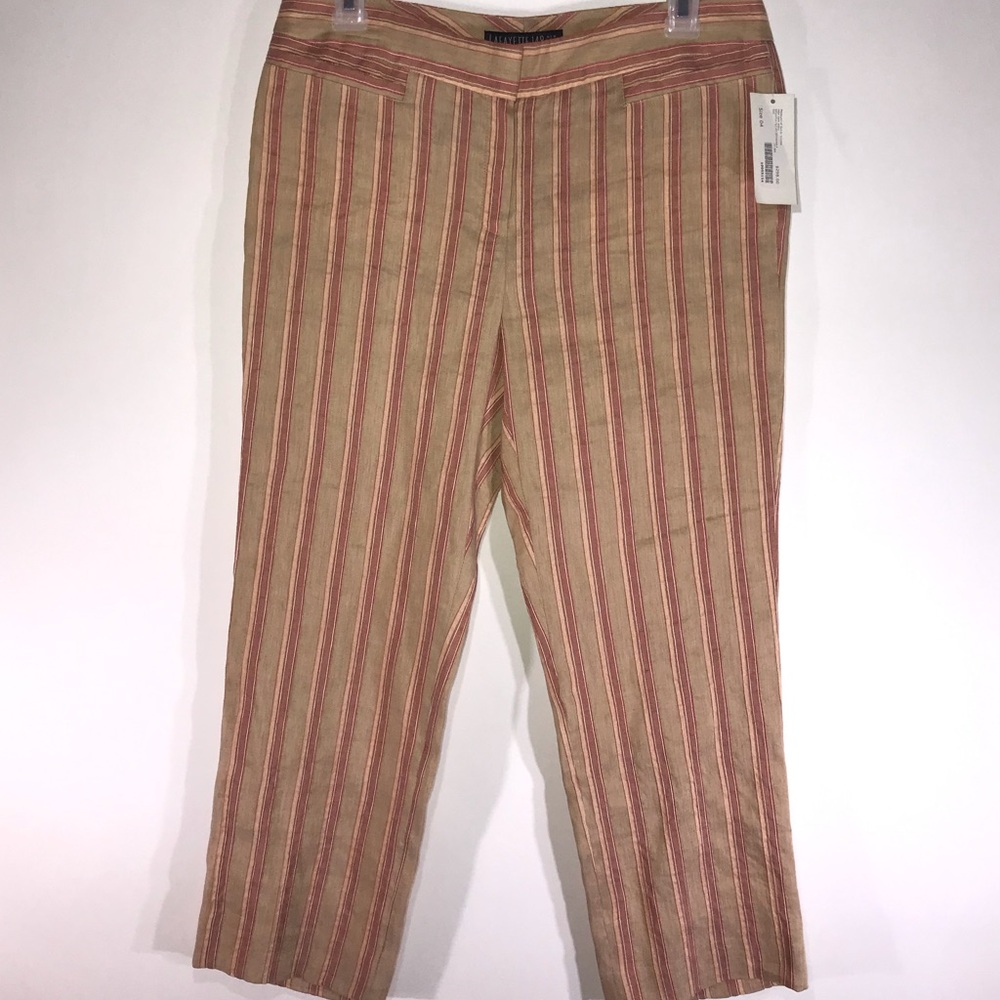 Lafayette 148 Linen and Silk Striped Pants